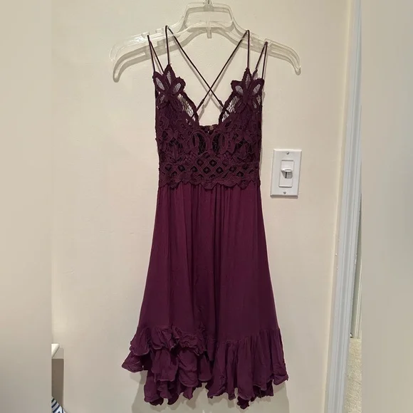 free people adella dress purple Purple Fp Adella Dress FREE PEOPLE FP One Adella Slip Mini Dress